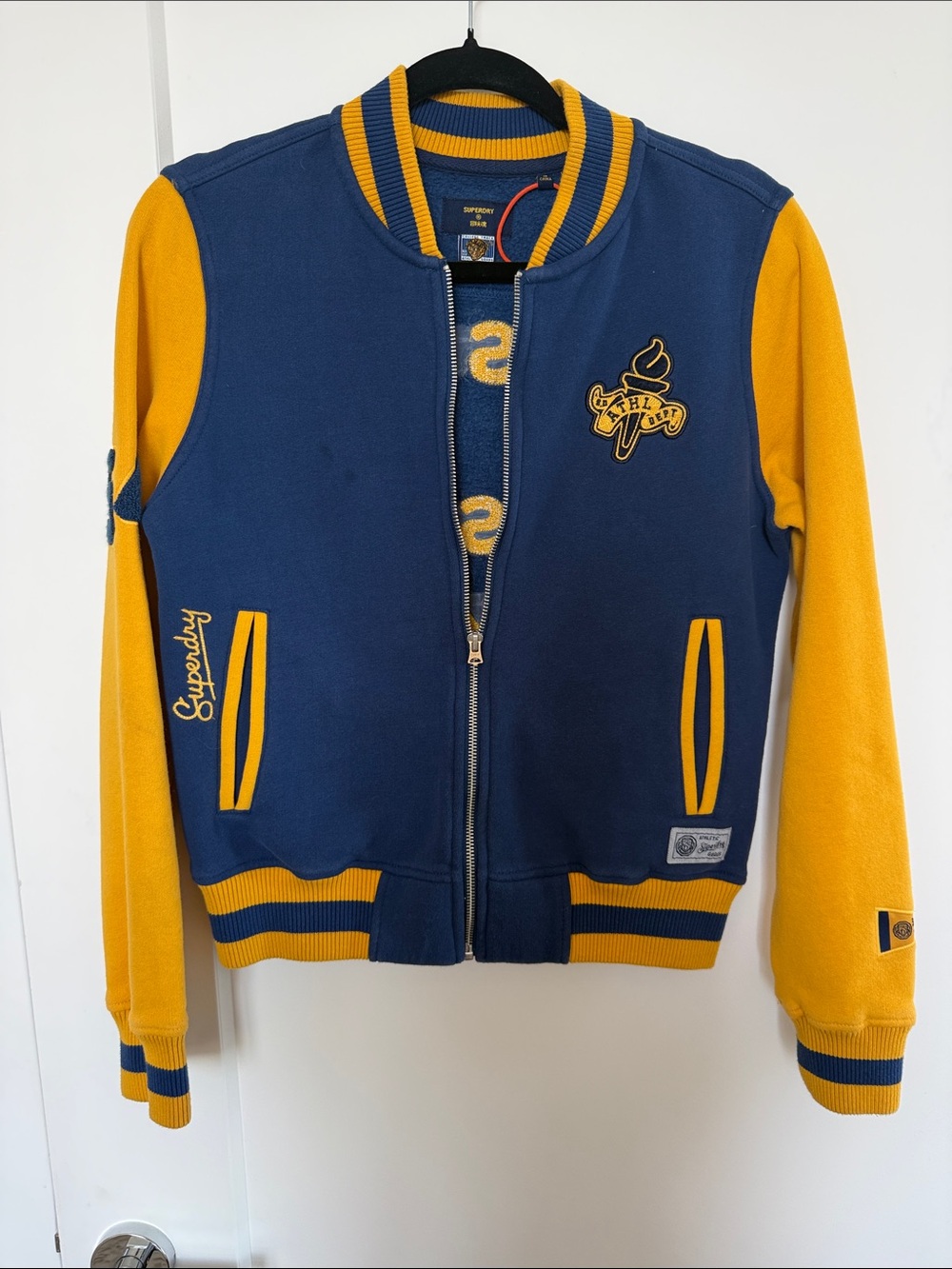 Superdry Navy and Yellow Varsity Jacket